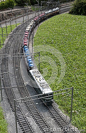 Miniature model (train) in mini park Editorial Stock Photo