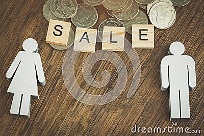 Miniature people: Small couple figures in love. Money,saving planning, financial, insurance, business growth and family concept Stock Photo