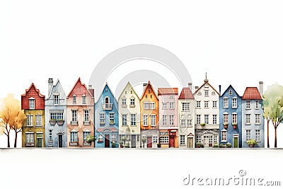 Miniature Row Houses: A Whimsical World of Symmetry and Serenity Stock Photo