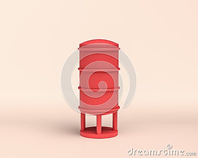 Miniature tall tank, red flat color plastic, 3d rendering Stock Photo
