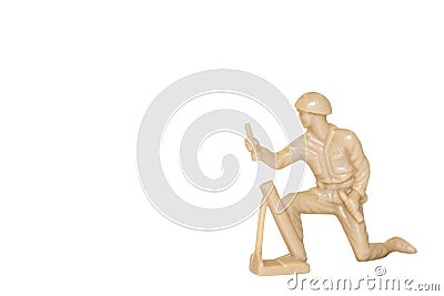 Miniature toy soldier on white background Stock Photo