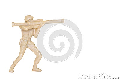 Miniature toy soldier on white background Stock Photo