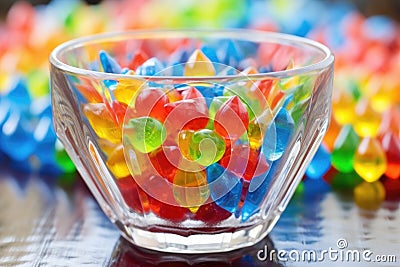 miniature water balloons in a glass bowl Stock Photo