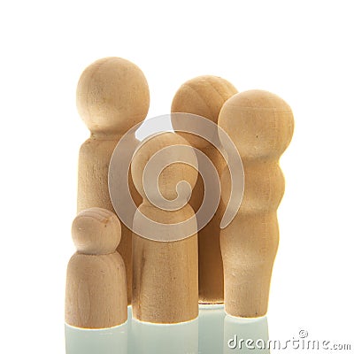 Miniature wooden family Stock Photo