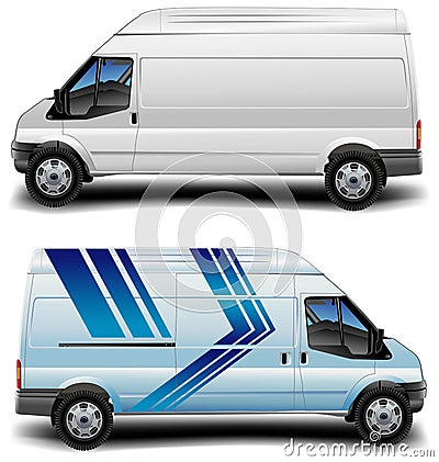 Minibus in blue Vector Illustration