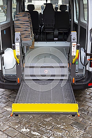 Minibus for physically disabled people Stock Photo