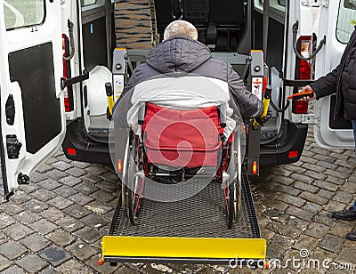 Minibus for physically disabled people Stock Photo