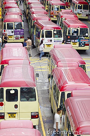 Minibuses in Hong Kong Editorial Stock Photo