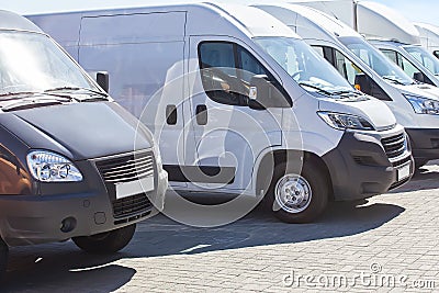 minibuses and vans outside Stock Photo
