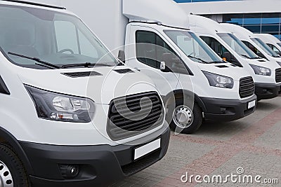 minibuses and vans outside Stock Photo