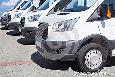 Minibuses and vans outside Stock Photo