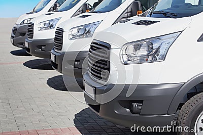 minibuses and vans outside Stock Photo