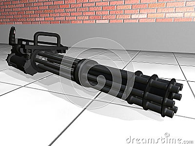Minigun on the floor Stock Photo