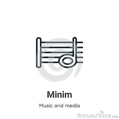 Minim outline vector icon. Thin line black minim icon, flat vector simple element illustration from editable music and media Vector Illustration