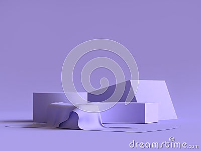 minimal abstract background 3d render abstract geometric shape group set violet-purple Stock Photo