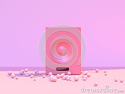 Minimal abstract pink scene floor wall round speaker music concept 3d rendering Stock Photo