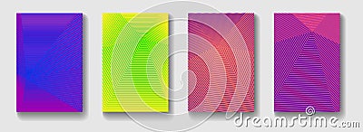 Minimal annual report design vector collection. Halftone lines texture cover page layout templates set Vector Illustration