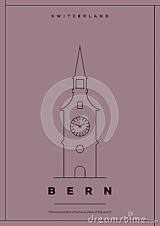 Minimal Bern City Poster Design Vector Illustration
