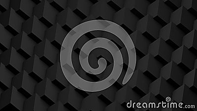 Minimal black 3d cubes geometric background. Modern abstract raster illustration, 3d rendering. Raster. Cartoon Illustration