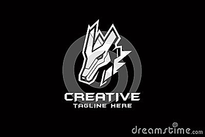 Minimal black and white anubis logo, wolf minimal logo, fox , suitable for gaming and personal logo Vector Illustration