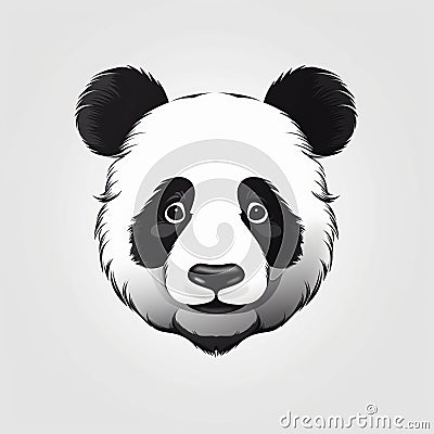 Minimal Black And White Panda Logo In Flat Design Stock Photo