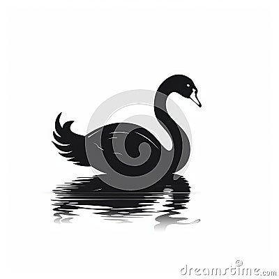 Minimal Black And White Swan Logo In Flat Design Stock Photo