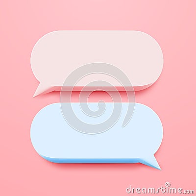 Minimal blank 3d chat boxes sign. 3d vector illustration Vector Illustration