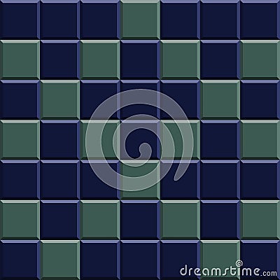 Minimal blue and Stromboli shade Geometric Square Mosaic Tile Pattern Texture Stock Photo