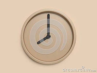 Minimal brown clock eight o`clock abstract 3d render Stock Photo