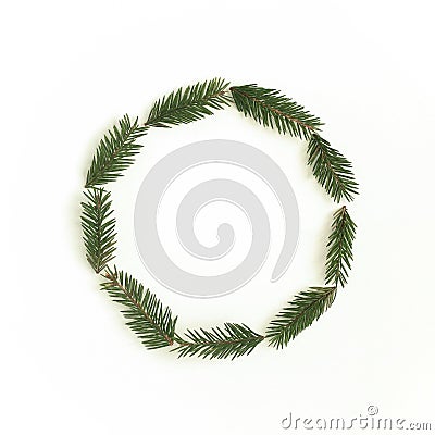 Minimal Christmas holiday composition made of natural fir branches. Stock Photo