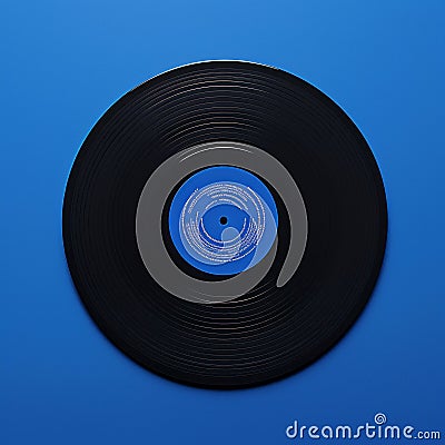 Minimal Circular Design For Blue Vinyl Record Stock Photo