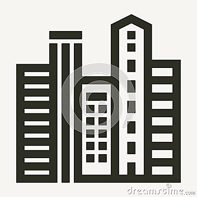 Minimal city skyscapers buildings icon Vector Illustration
