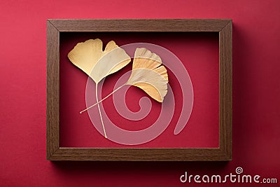 Minimal Composition With Wooden Frame Stock Photo