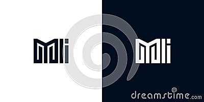 Minimal creative initial letters MI logo Vector Illustration