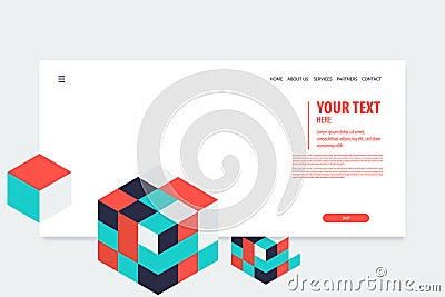 Minimal creative isometric web banner Vector Illustration