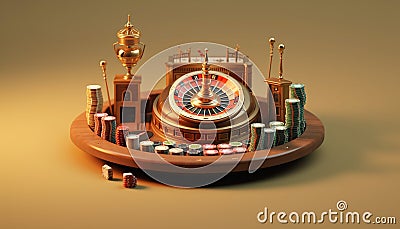 Minimal 3D casino objects. Miniature concept. High quality render created with generative ai. Stock Photo