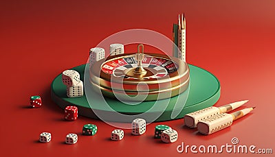 Minimal 3D casino objects. Miniature concept. High quality render created with generative ai. Stock Photo