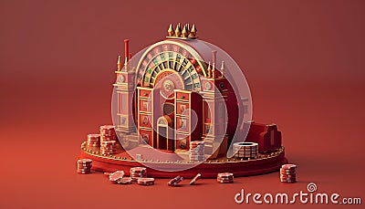 Minimal 3D casino objects. Miniature concept. High quality render created with generative ai. Stock Photo