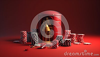 Minimal 3D casino objects. Miniature concept. High quality render created with generative ai. Stock Photo