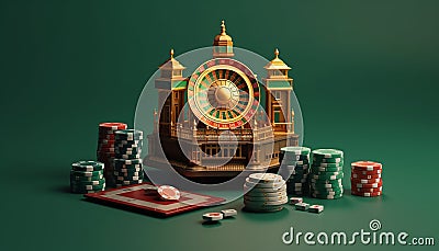 Minimal 3D casino objects. Miniature concept. High quality render created with generative ai. Stock Photo