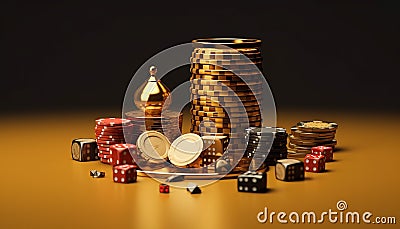 Minimal 3D casino objects. Miniature concept. High quality render created with generative ai. Stock Photo