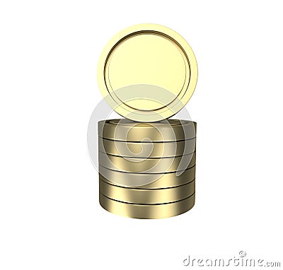 minimal 3d Illustration Golden coin stack. stack like income graph concept Stock Photo