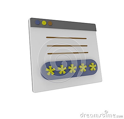 minimal 3d Illustration login with password icon. authentication, verification 3d render Stock Photo