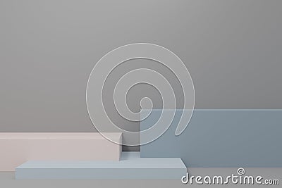 Minimal 3d render scene with composition empty steps cube shades of gray podium for product and abstract background. mock up ge Cartoon Illustration