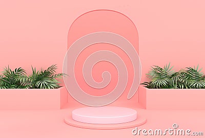 Minimal 3d rendering scene with podium and abstract background. Geometric shape Stock Photo