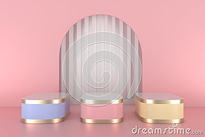 Minimal 3d rendering scene with podium and abstract background. Geometric shape Stock Photo