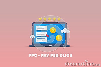 Minimal 3d style design - Pay per click advertising technology, ppc adword campaign concept. Stock Photo