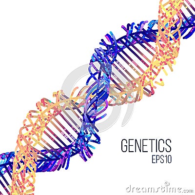 Minimal dna helix flat illustration on the white background Vector Illustration