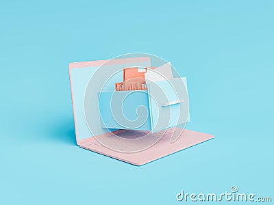 Minimal file cabinet on laptop screen Stock Photo