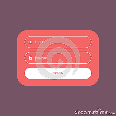 Minimal flat color login form ui template design Vector Illustration